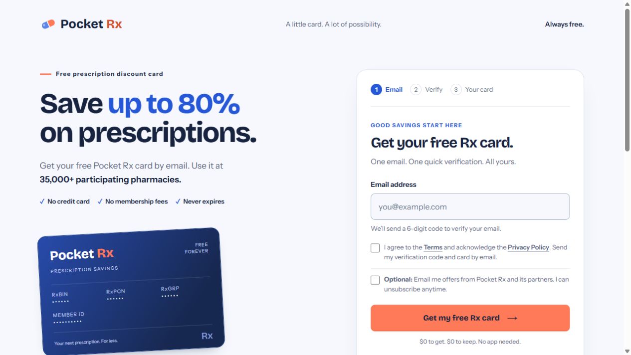 Pocket Rx website preview